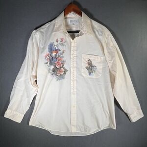 VTG Bird Stitch Carolyn Shores Wright Button Up Marquis 2 Sides READ Cottagecore